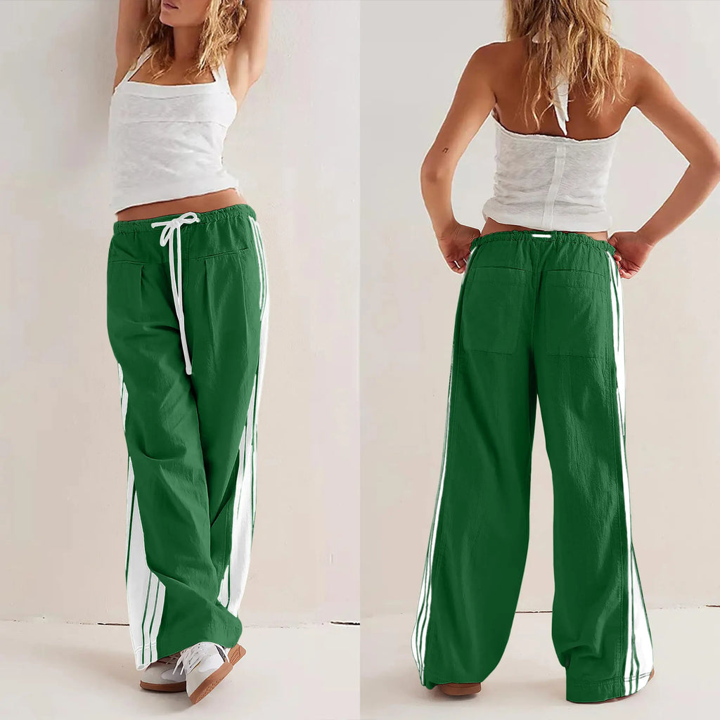 High-Rise Wide Leg Track Pants with Side Stripe
