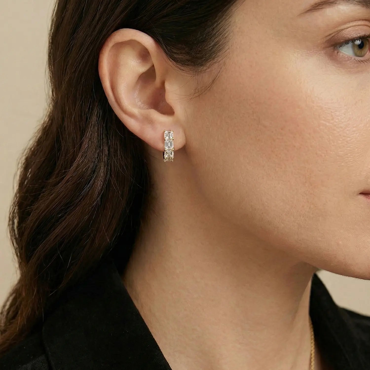 14K Gold Plated CZ Hoop Earrings – S925 Sterling Silver