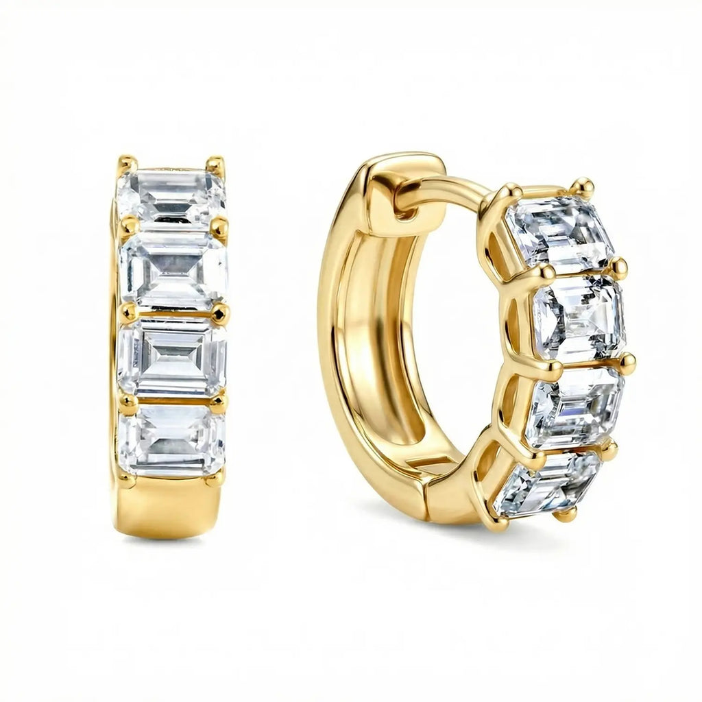 14K Gold Plated CZ Hoop Earrings – S925 Sterling Silver