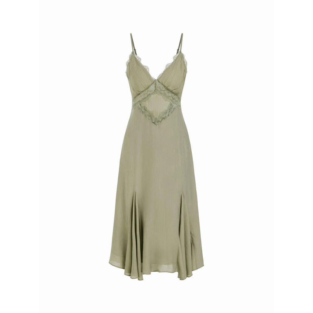 Boho Lace Panel Midi Dress