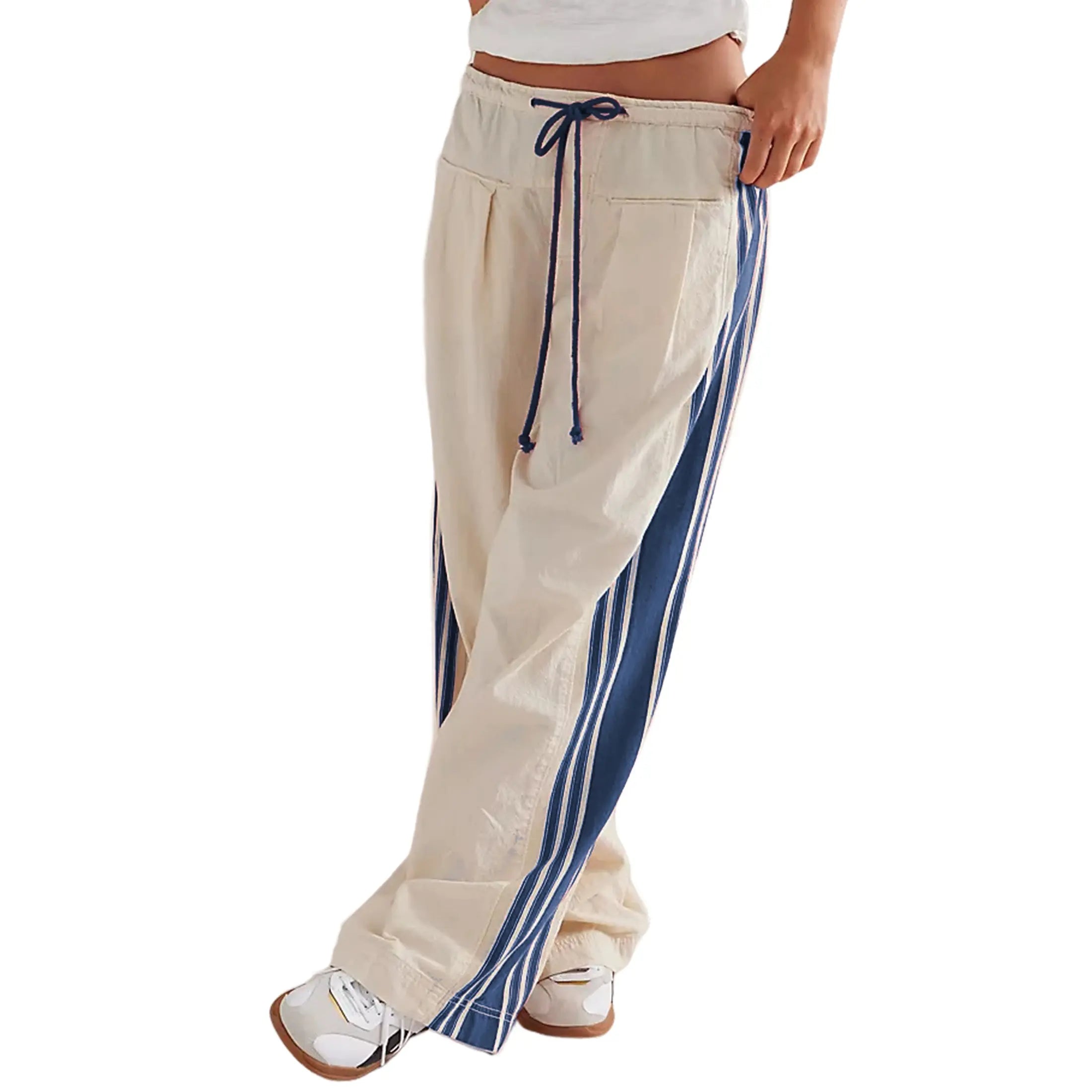 High-Rise Wide Leg Track Pants with Side Stripe