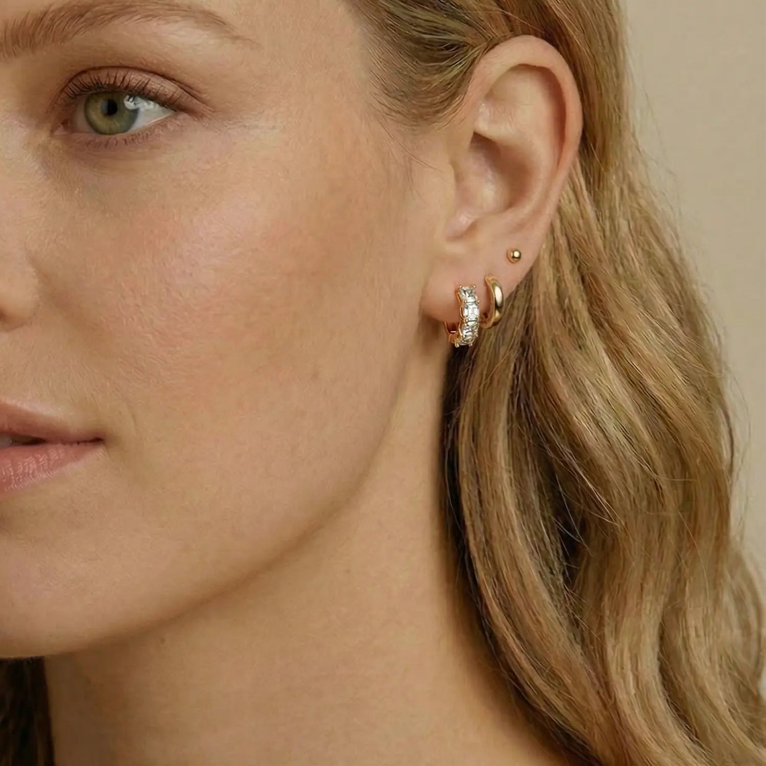 14K Gold Plated CZ Hoop Earrings – S925 Sterling Silver