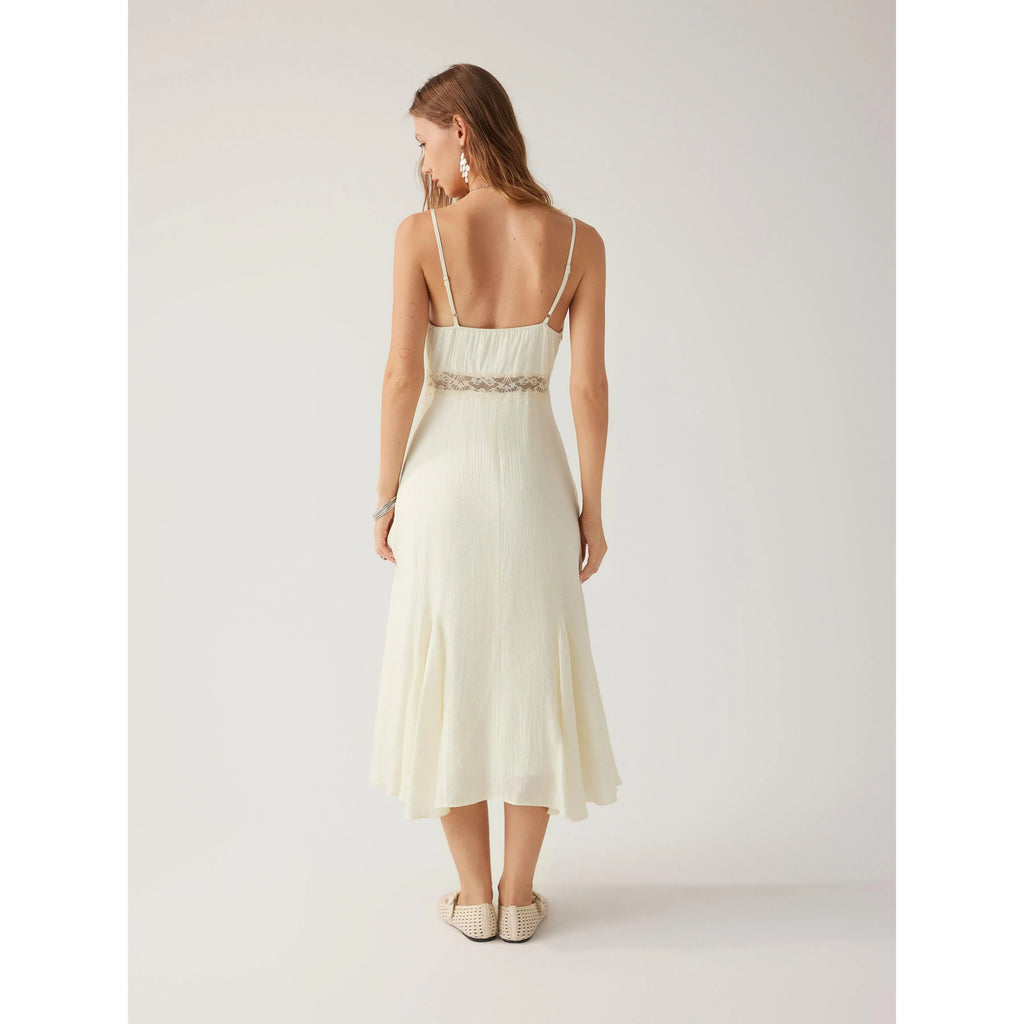 Boho Lace Panel Midi Dress