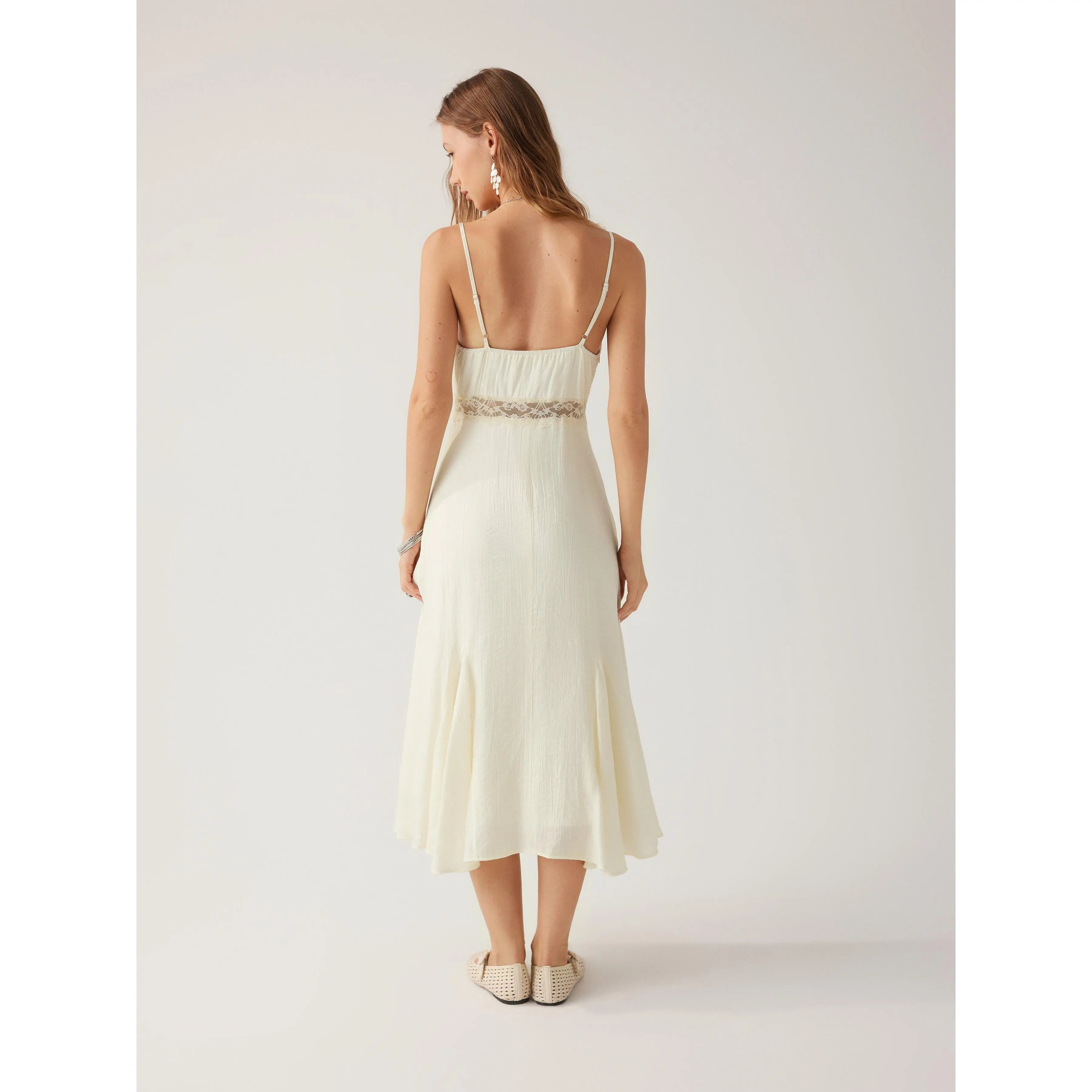 Boho Lace Panel Midi Dress
