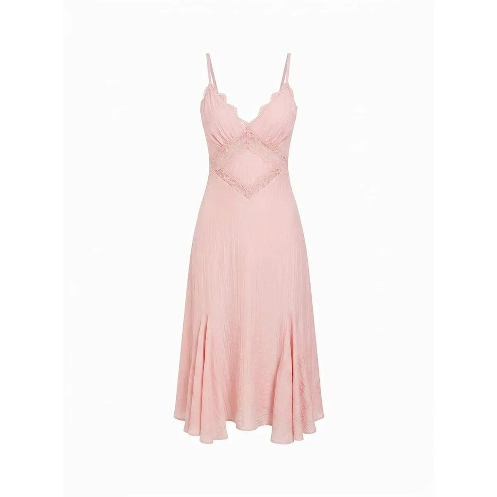 Boho Lace Panel Midi Dress