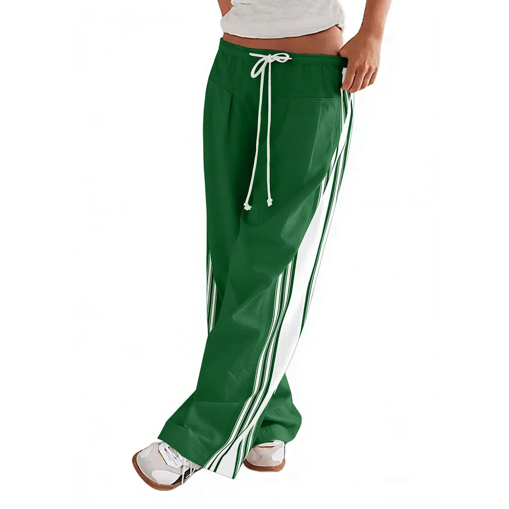 High-Rise Wide Leg Track Pants with Side Stripe