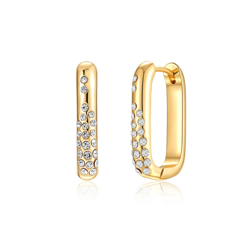 Gold Three-Tier Clip Earrings with Zircon