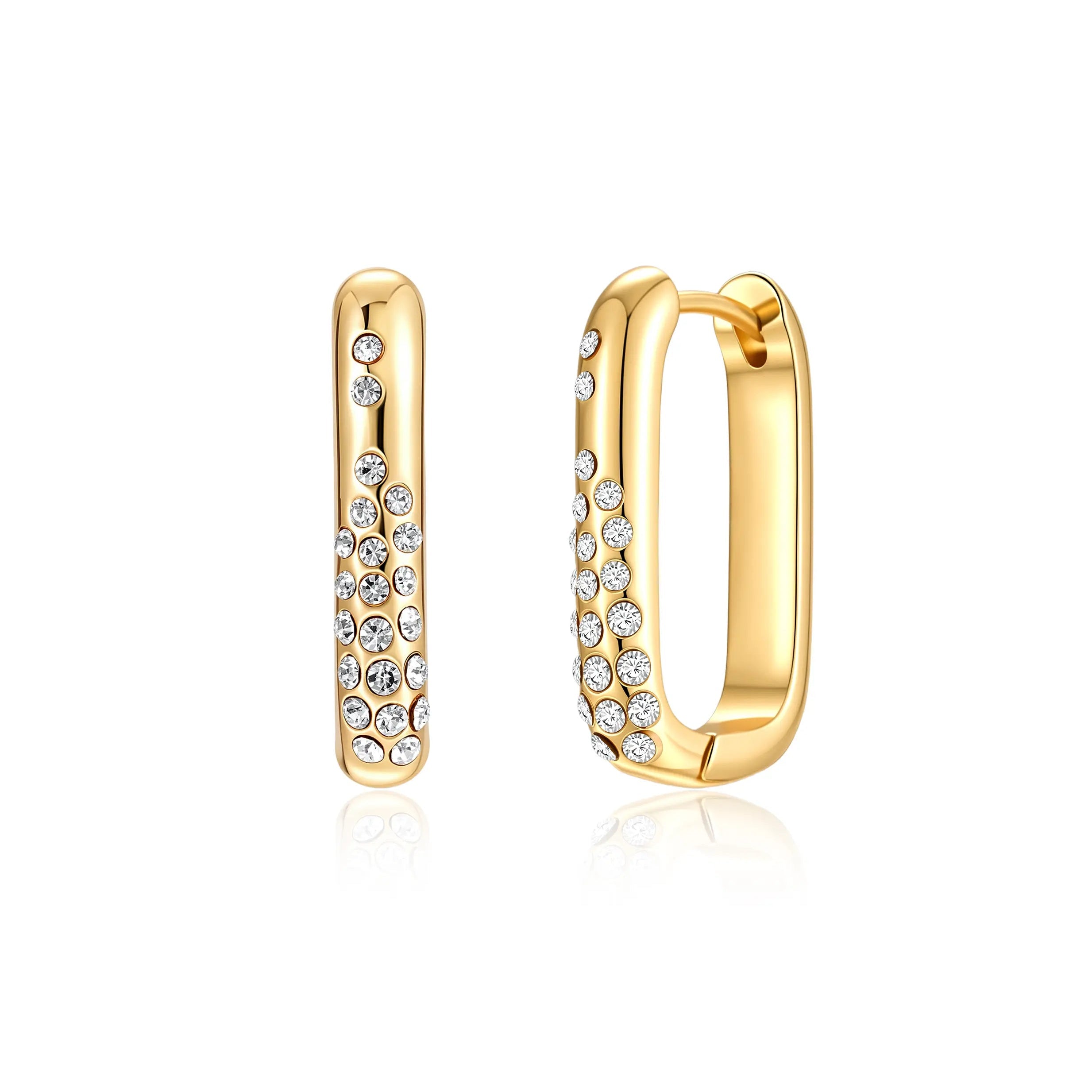 Gold Three-Tier Clip Earrings with Zircon