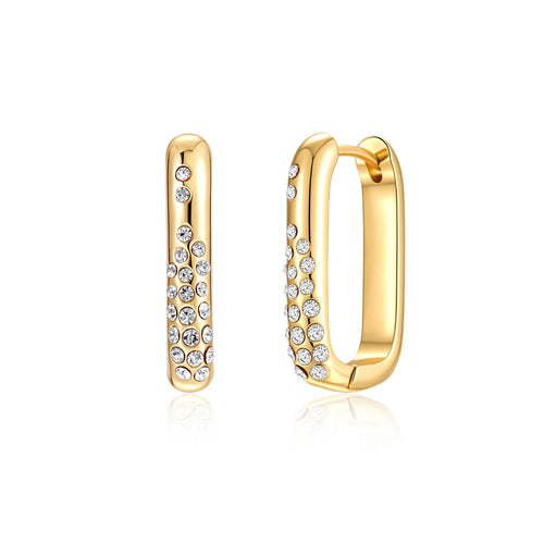 Gold Three-Tier Clip Earrings with Zircon
