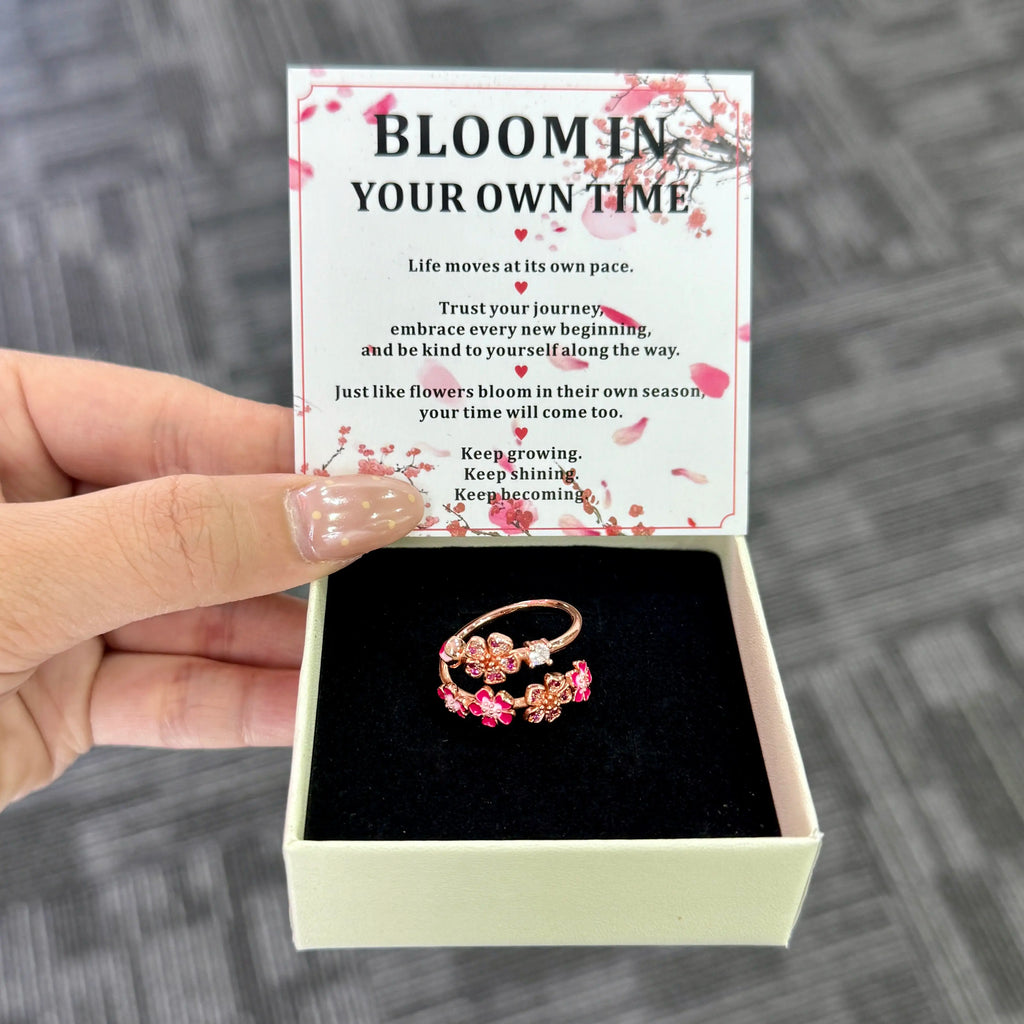 Peach Blossom Ring for Women,Adjustable Pink Flower Ring,Dainty Floral Jewelry Gift for Her,Girlfriend Wife Daughter