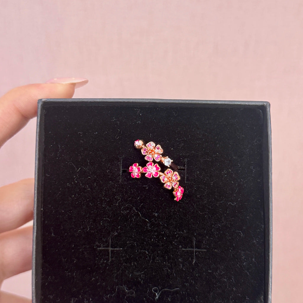 Peach Blossom Ring for Women,Adjustable Pink Flower Ring,Dainty Floral Jewelry Gift for Her,Girlfriend Wife Daughter